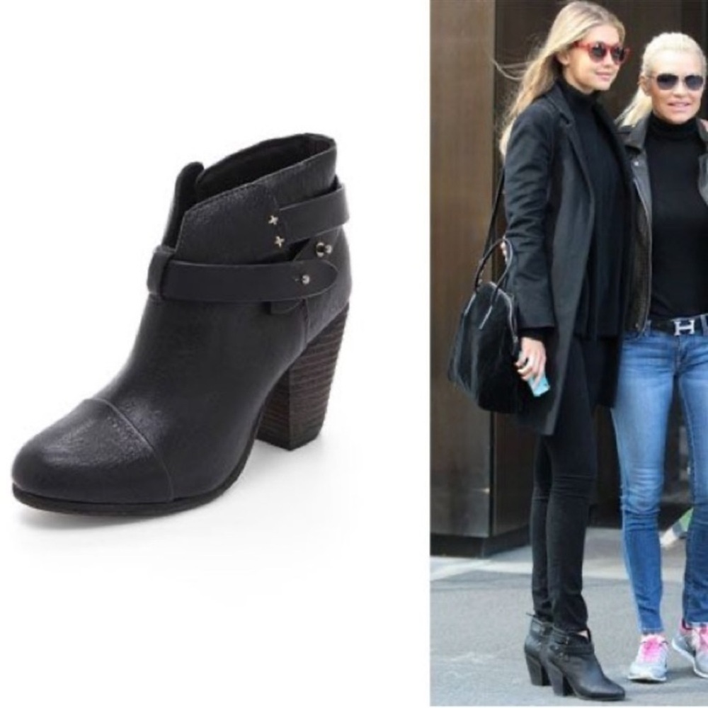Rag & Bone Harrow Black Leather Booties Size 39.5